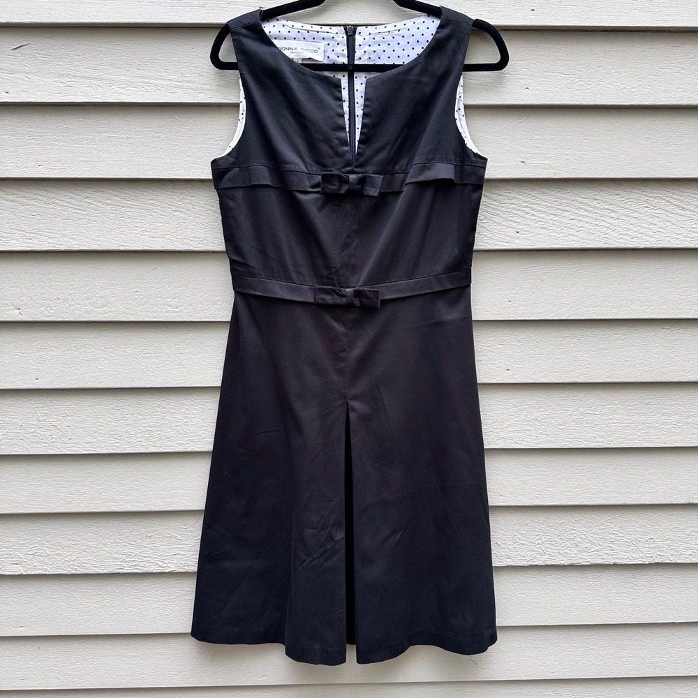 Donna Ricco Black Sleeveless Bow New York Dress Women's Size 8 Made USA